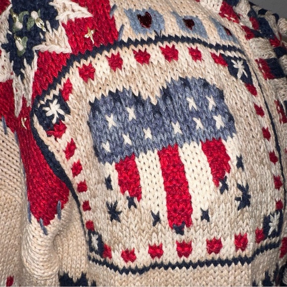 Women’s vtg Heirloom Collectibles teacher Americana cardigan sweater sz L - Picture 10 of 11